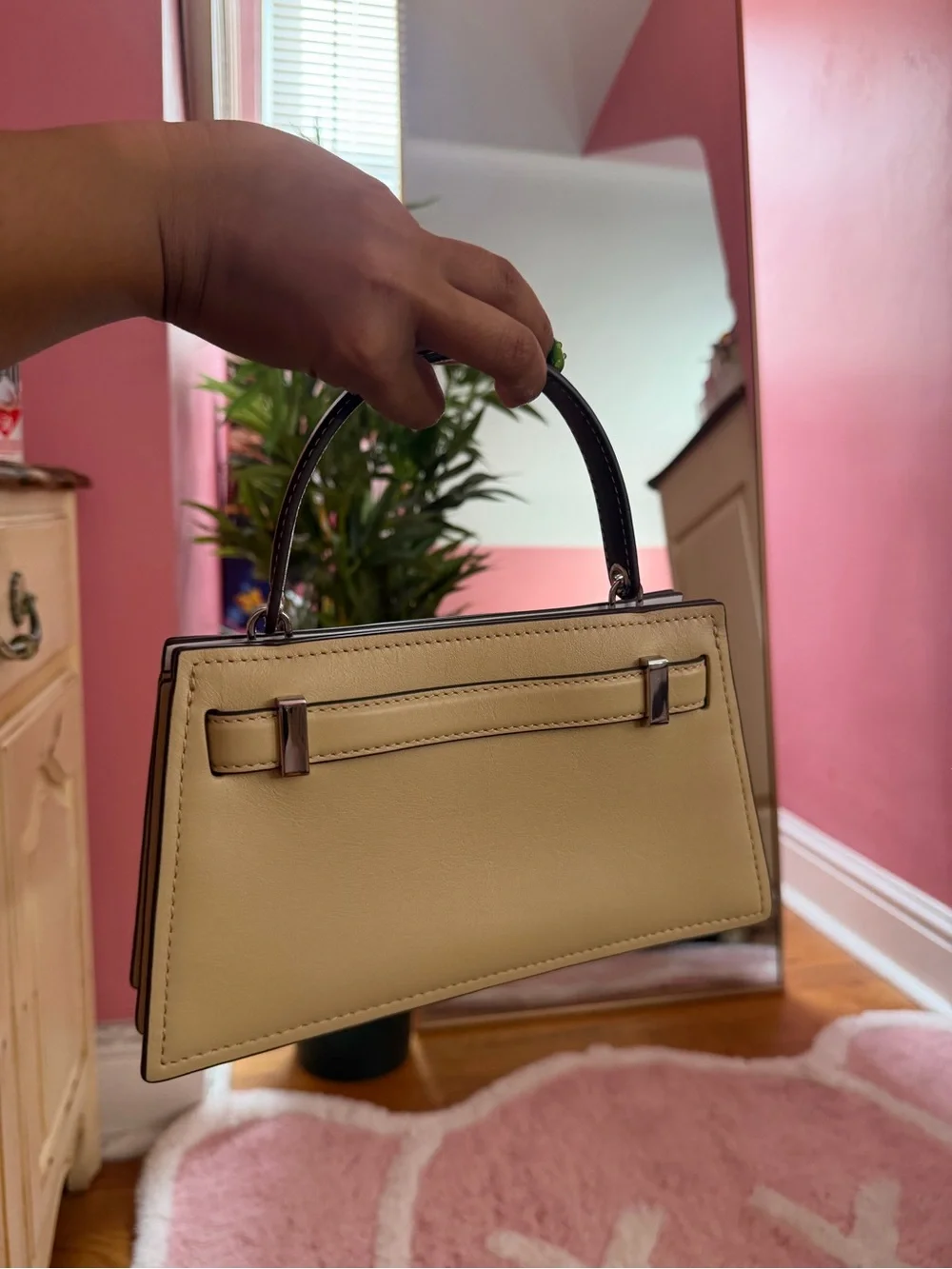 Tory Burch Beige Mini Top-Handle Bag with Dark Trim